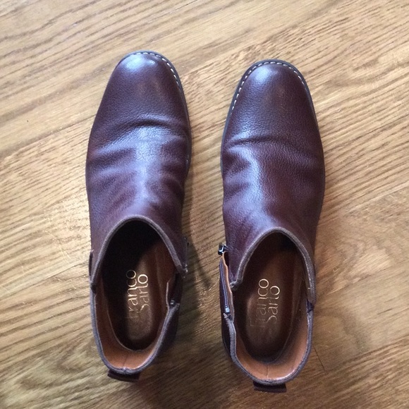 Franco Sarto brown leather side zip ankle boots - Picture 2 of 5